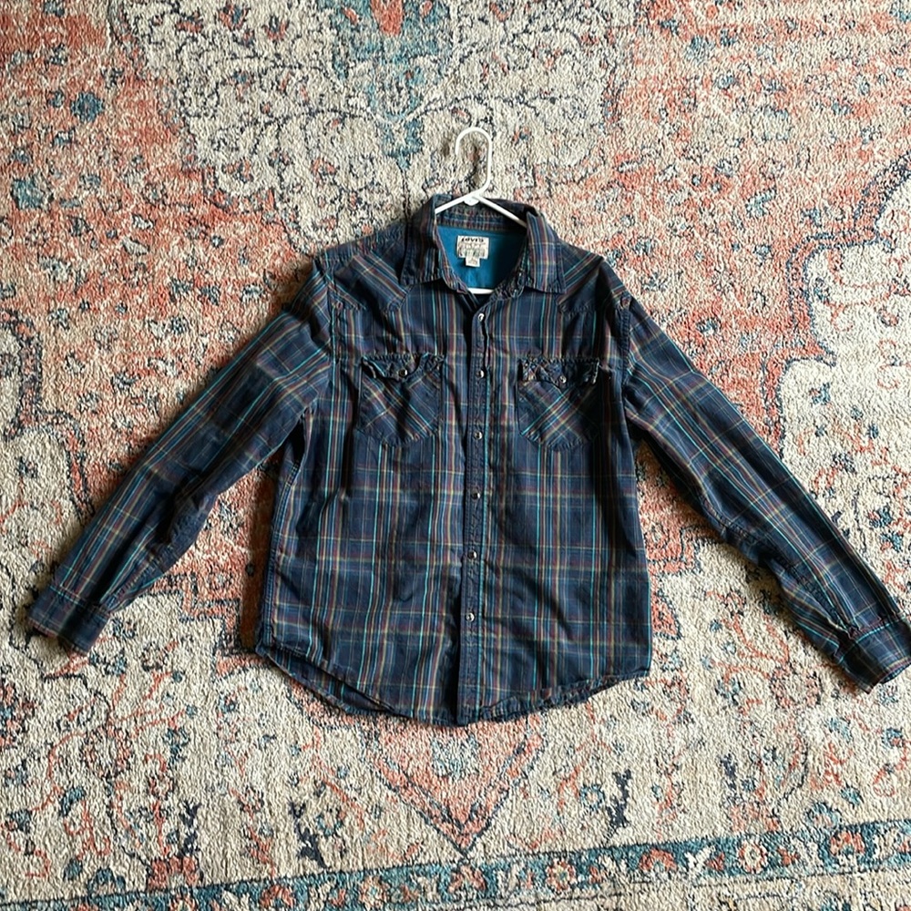 Levi Button Up Long Sleeve Shirt Men's L Plaid